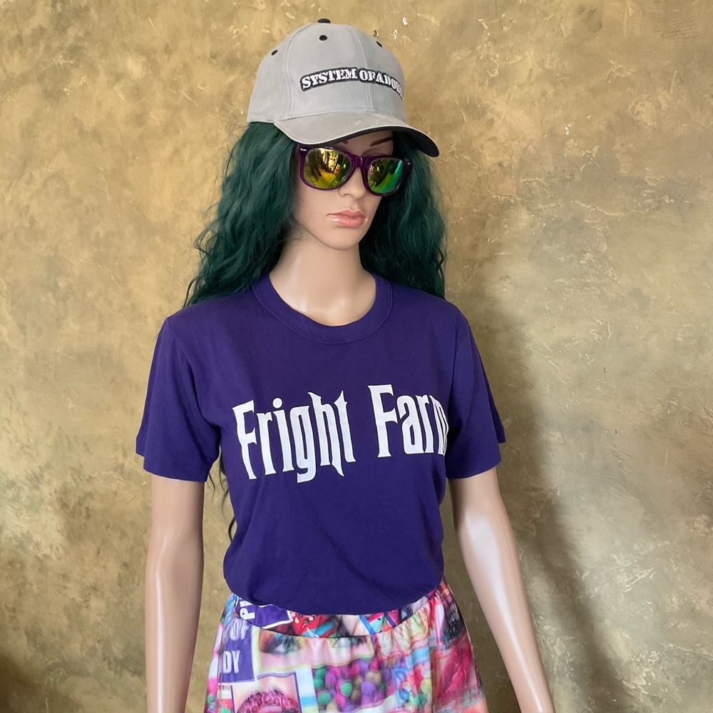 Vintage 90s Russell Athletic Single Stitch Fright Farm Graphic Baby Tee